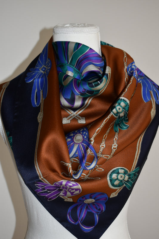 Vintage 1980s Italian Jewel Print Scarf