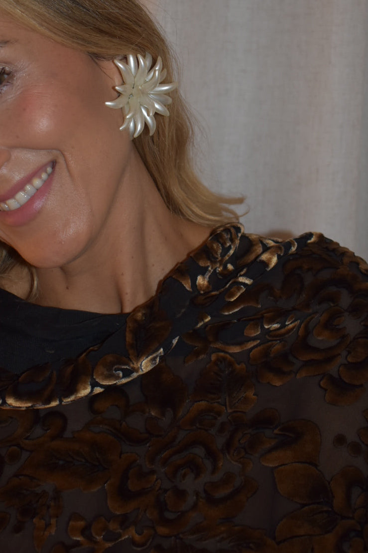 Vintage Burnout Velvet Fringe Evening Scarf