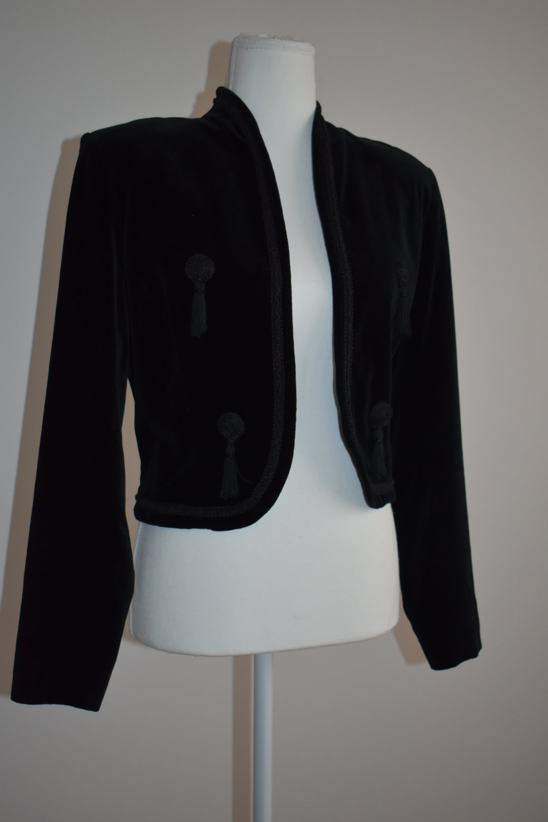 Vintage Late 1970s Black Velvet Bolero Jacket