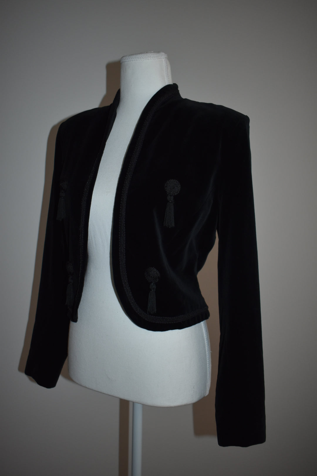 Vintage Late 1970s Black Velvet Bolero Jacket