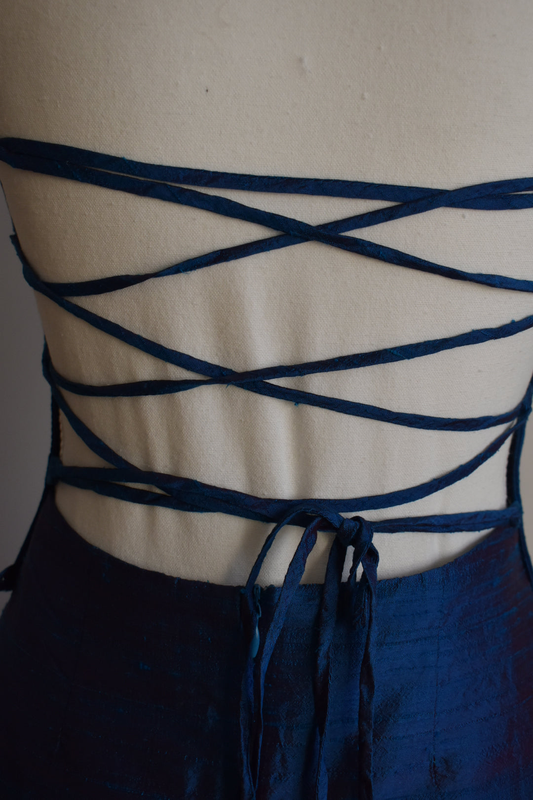 Vintage Ruth Tarvydas Y2K Sapphire Raw Silk Two-Piece Set