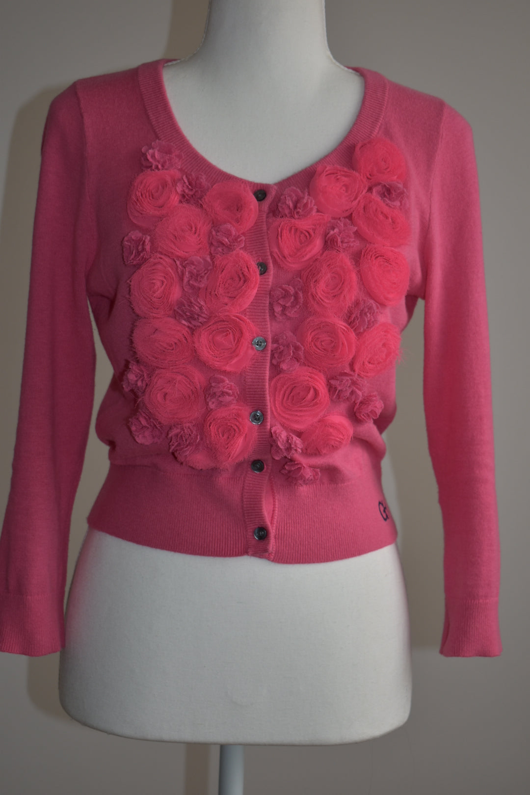 Vintage Y2K Pink Rosette Cardigan