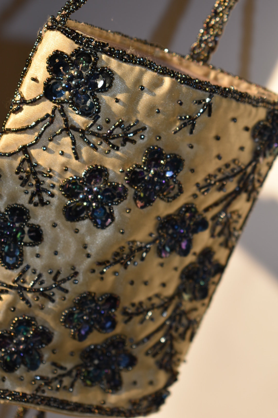 Vintage 1990s Beaded Floral Evening Bag