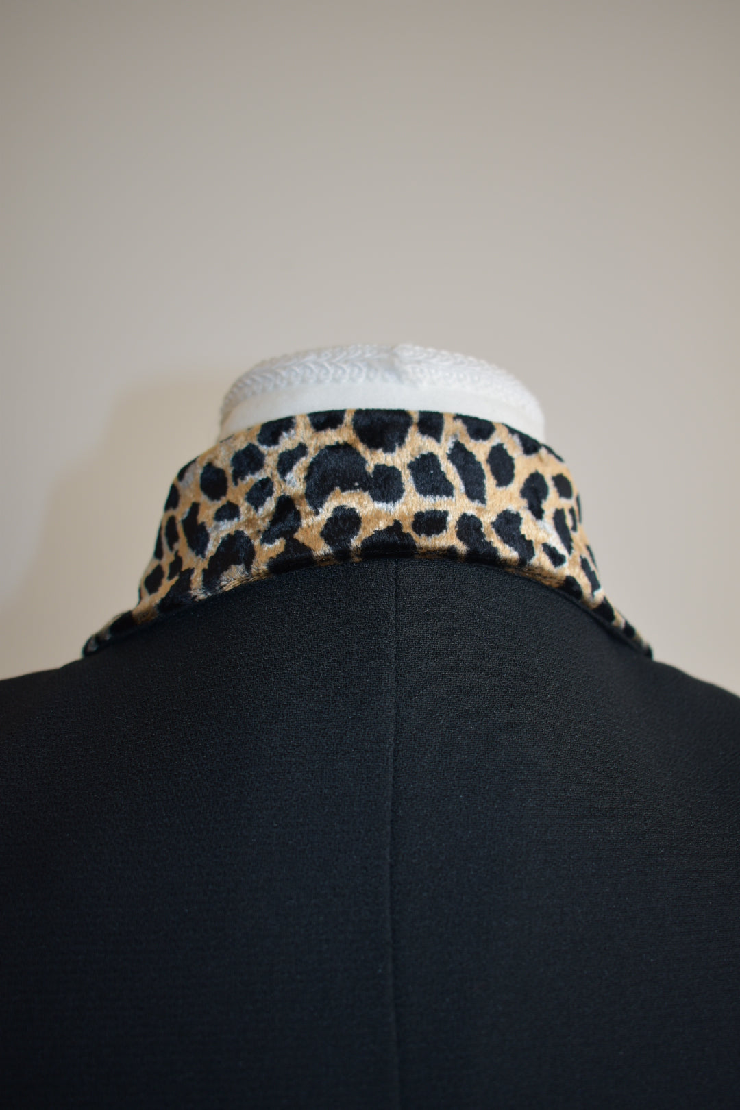 Vintage 1990s Black Tailored Jacket with Leopard Collar