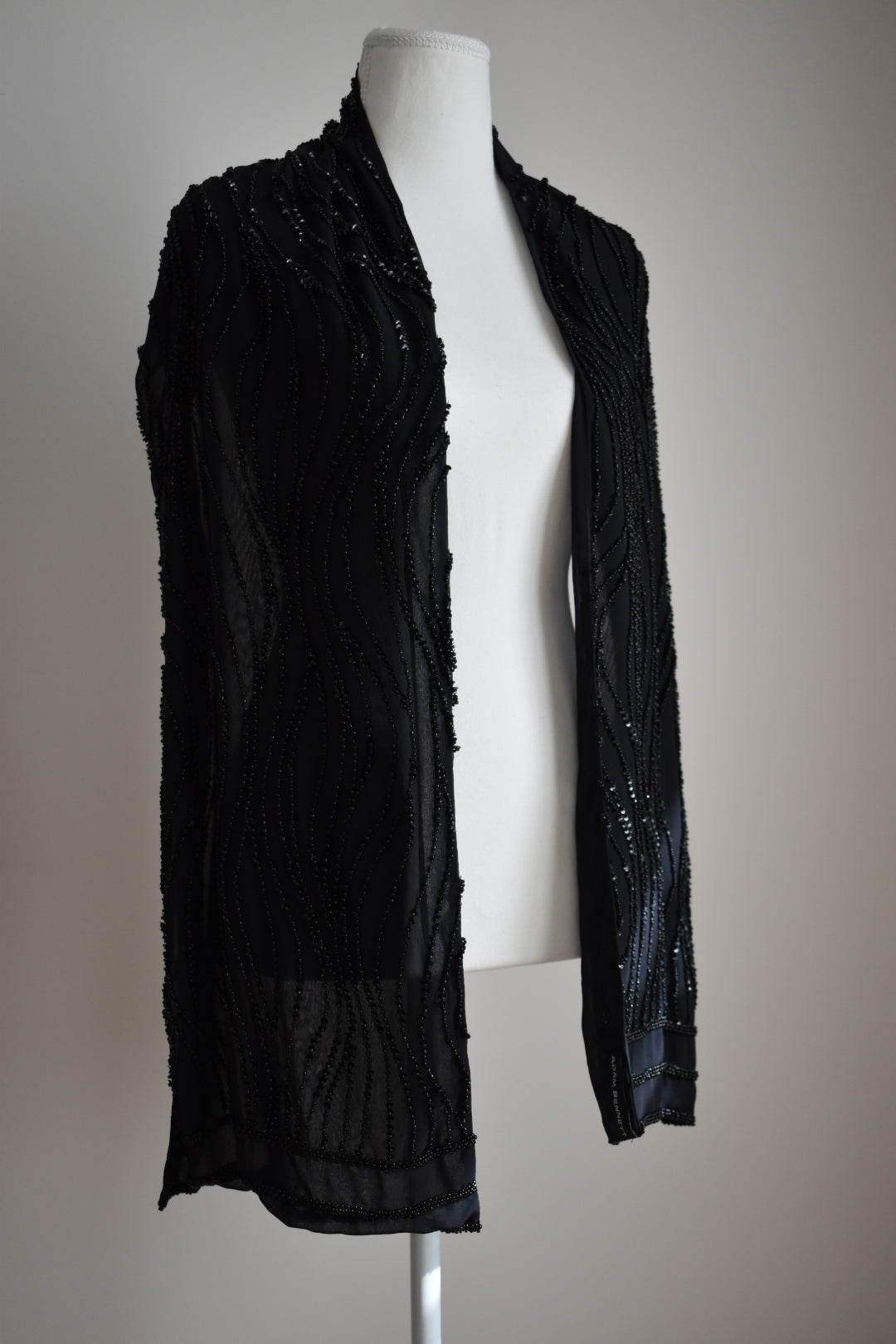Vintage 1990s Adam Bennett Beaded Chiffon Scarf