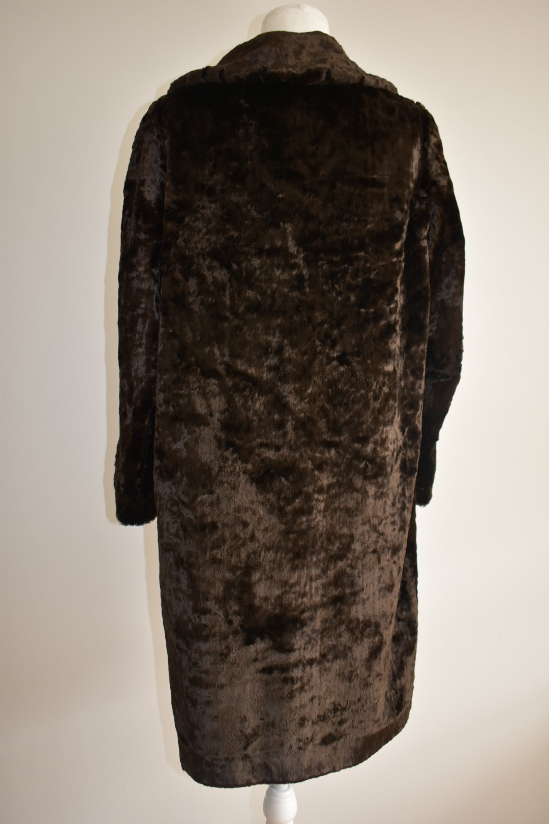 Vintage 1960s Chocolate Crushed Faux Fur Coat