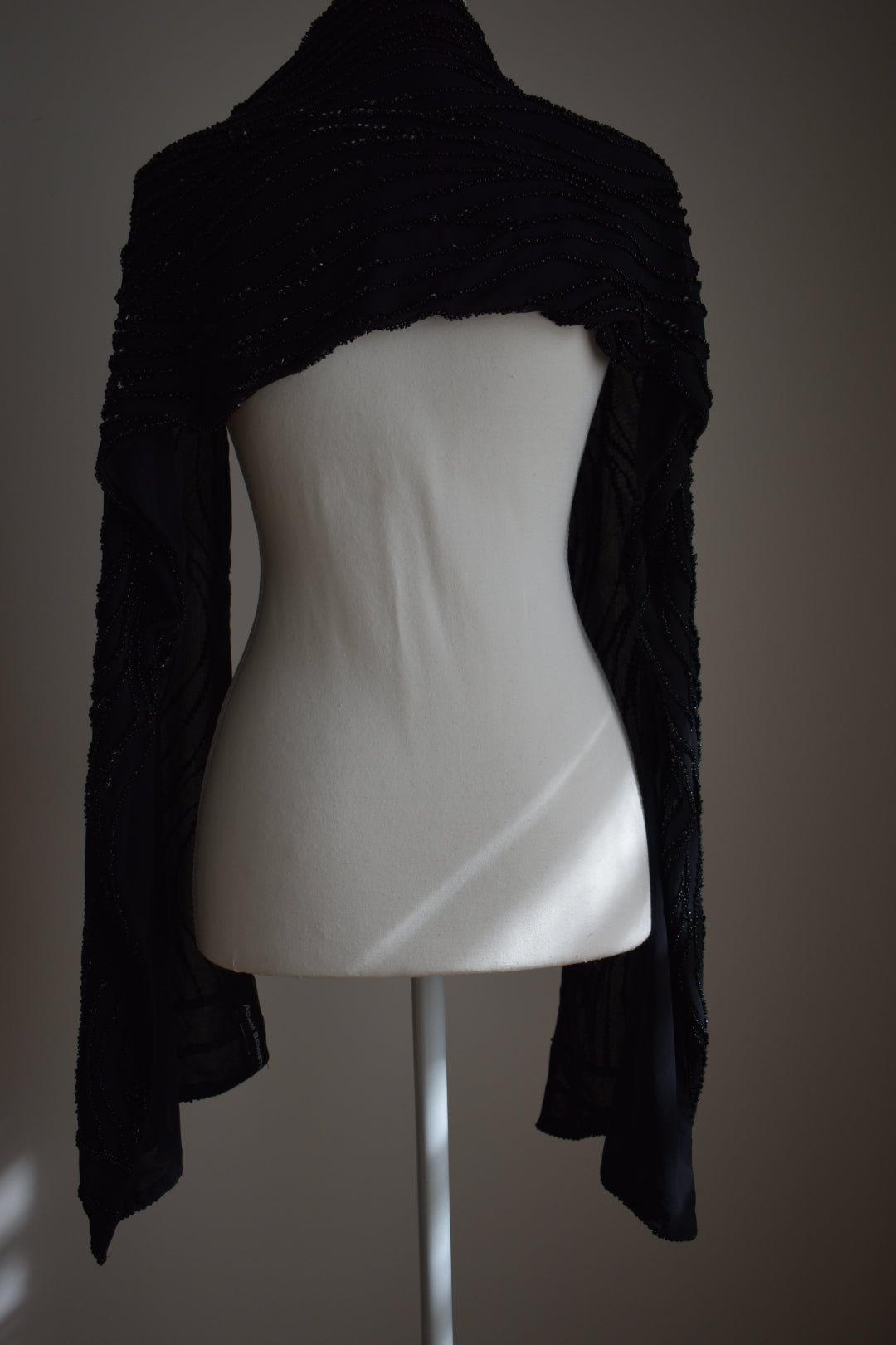Vintage 1990s Adam Bennett Beaded Chiffon Scarf