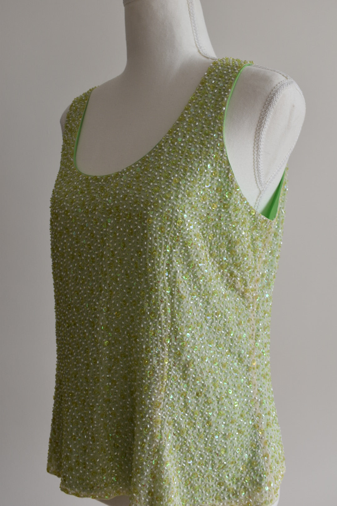 Vintage 2000s Chartreuse Sequin Tank