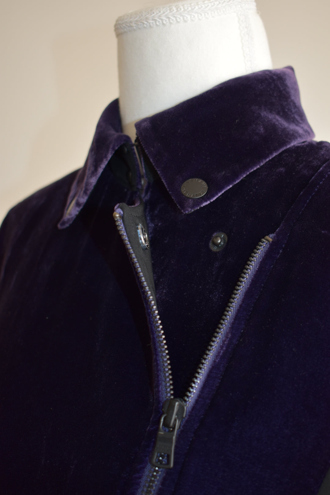Vintage Armani Exchange Purple Silk Velvet Moto Jacket