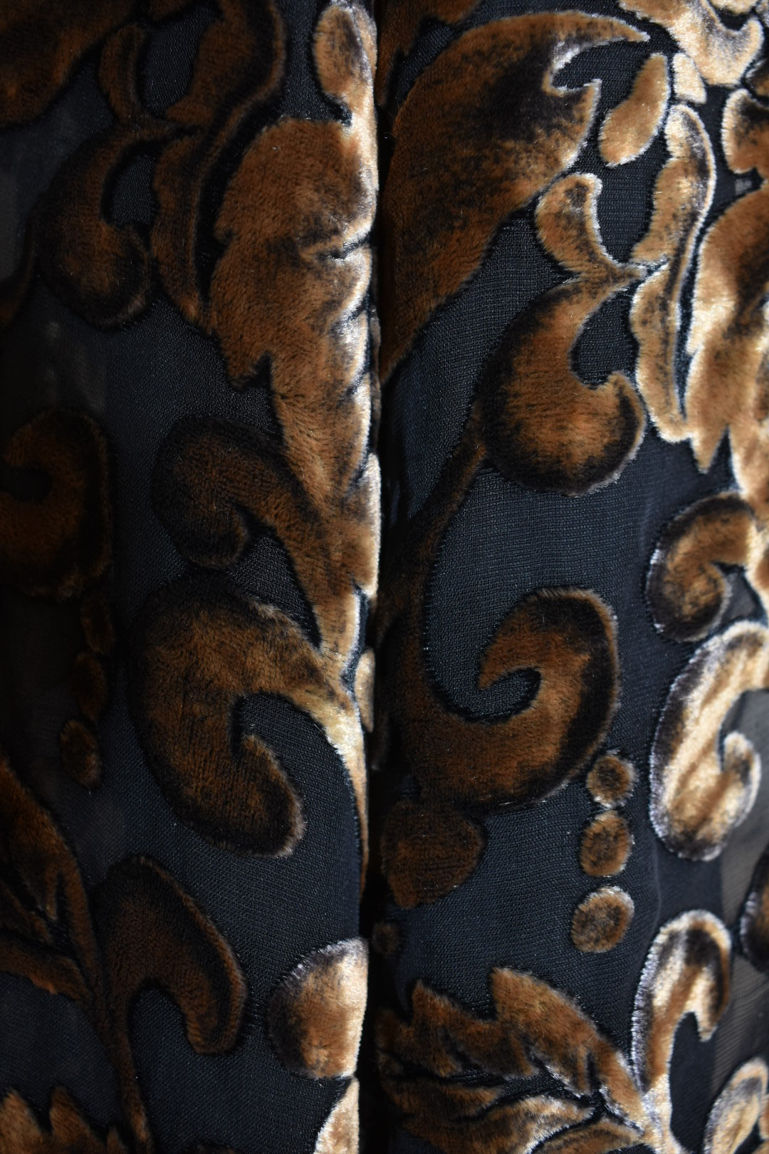 Vintage Burnout Velvet Fringe Evening Scarf