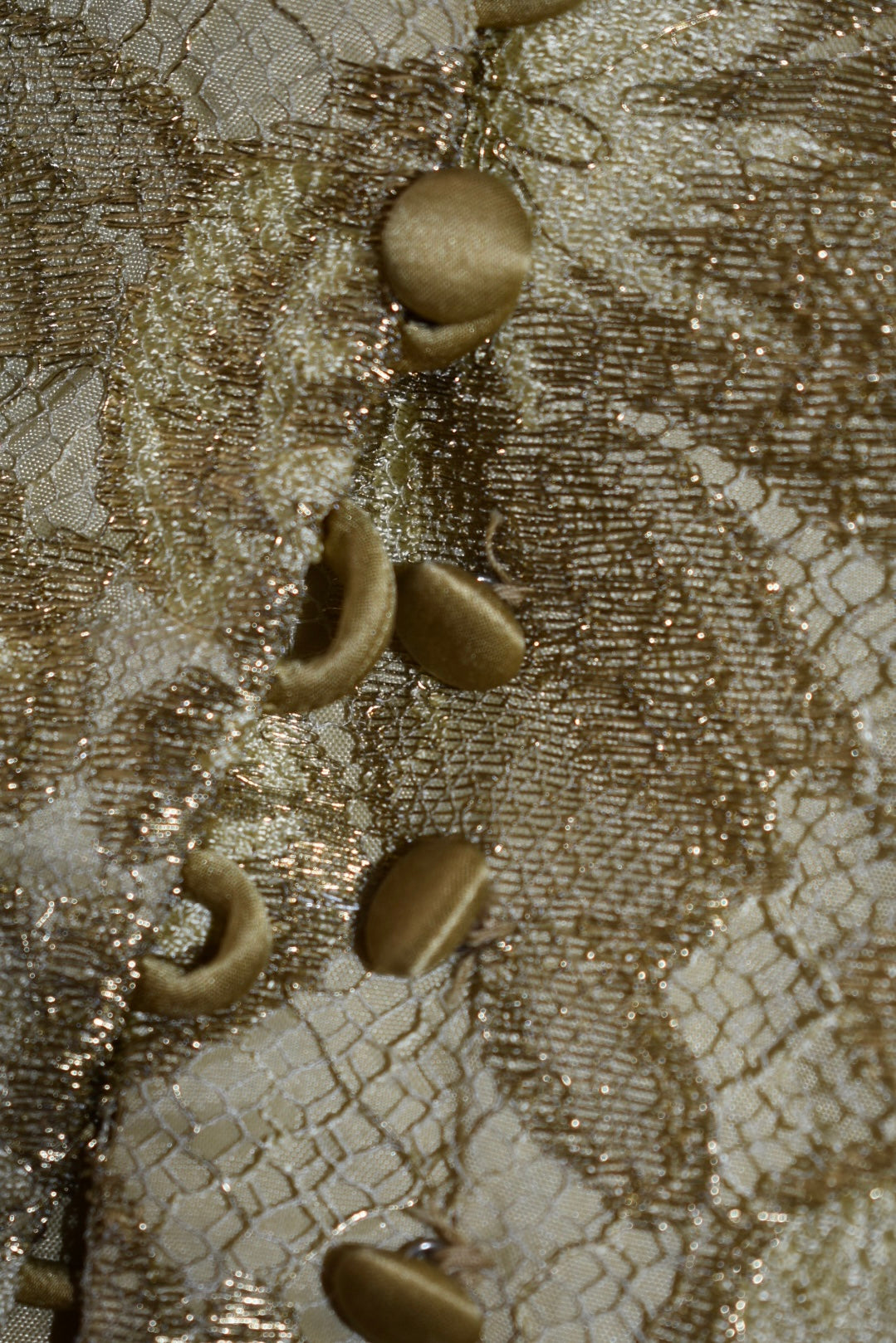 Vintage 1990s Gold Lace Button-Back Top