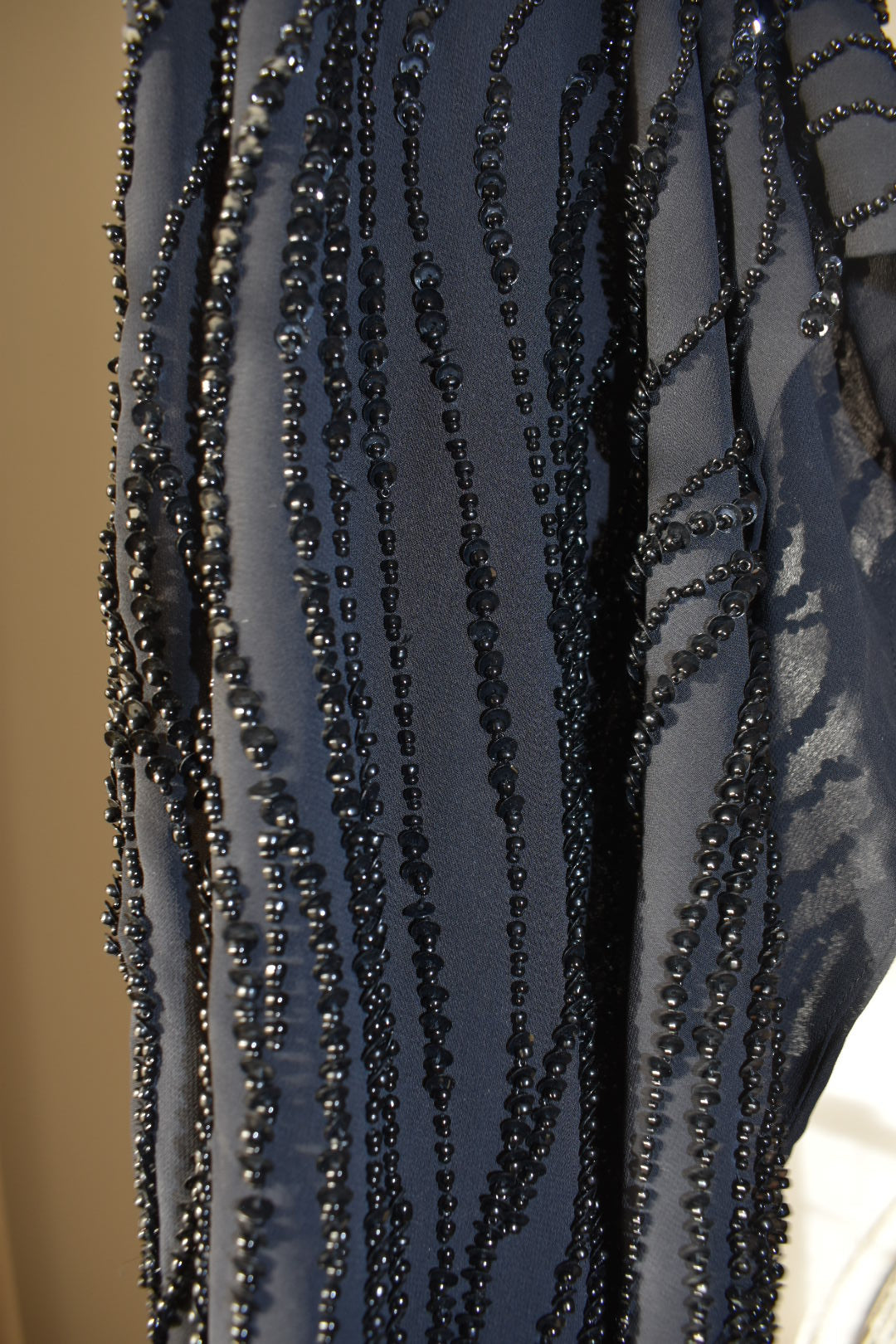 Vintage 1990s Adam Bennett Beaded Chiffon Scarf
