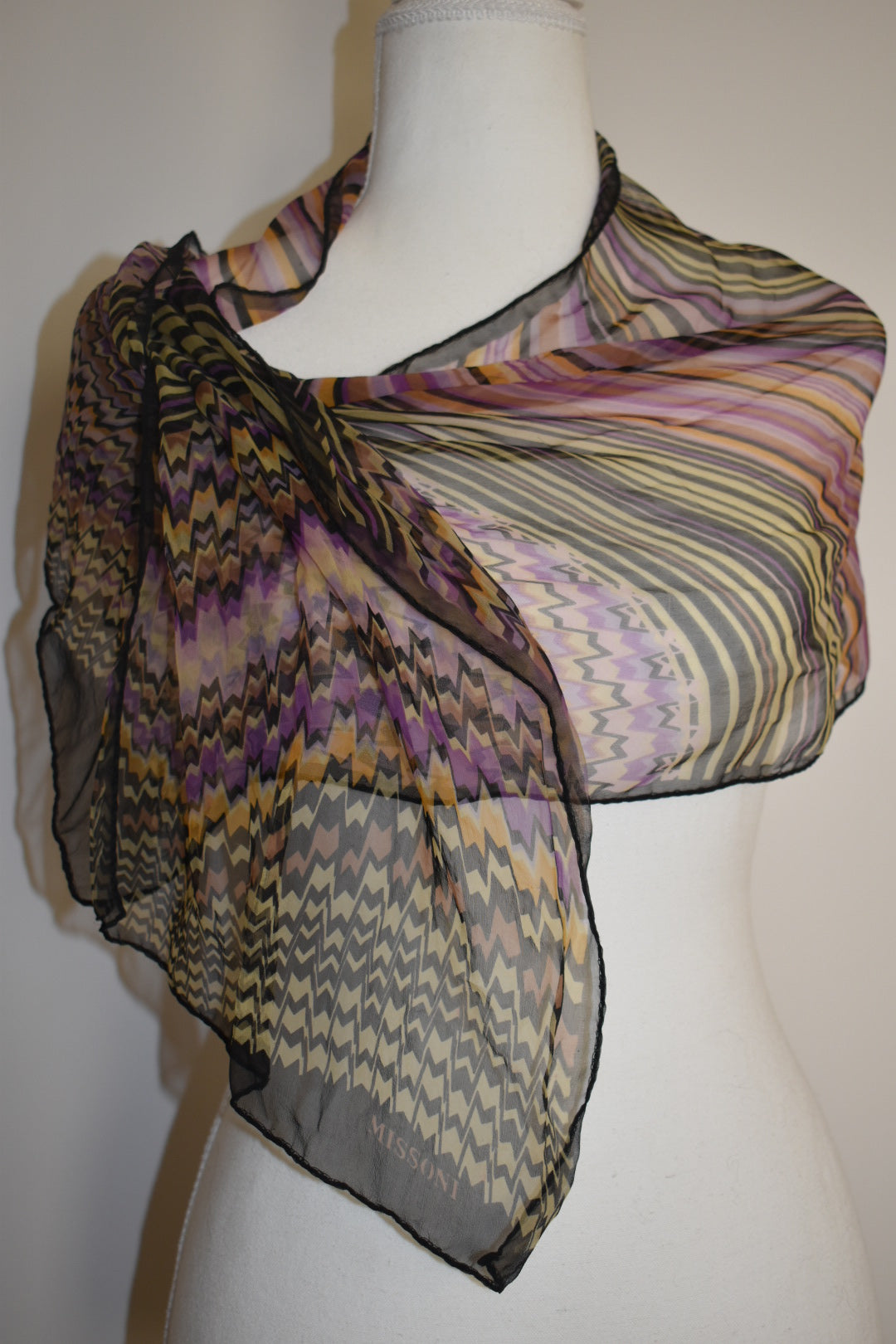 Vintage Missoni Zig Zag Neck Scarf-Tie