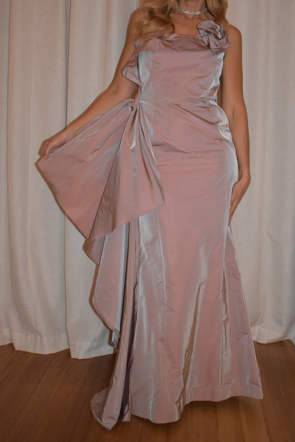 Vintage 2000s George Gross Iridescent Taffeta Gown