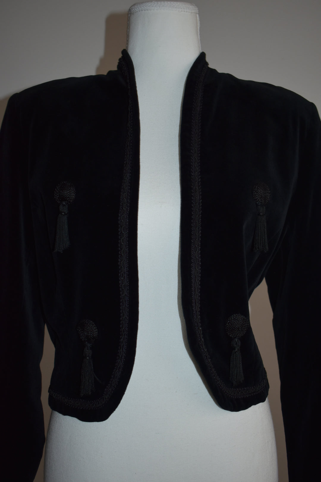 Vintage Late 1970s Black Velvet Bolero Jacket