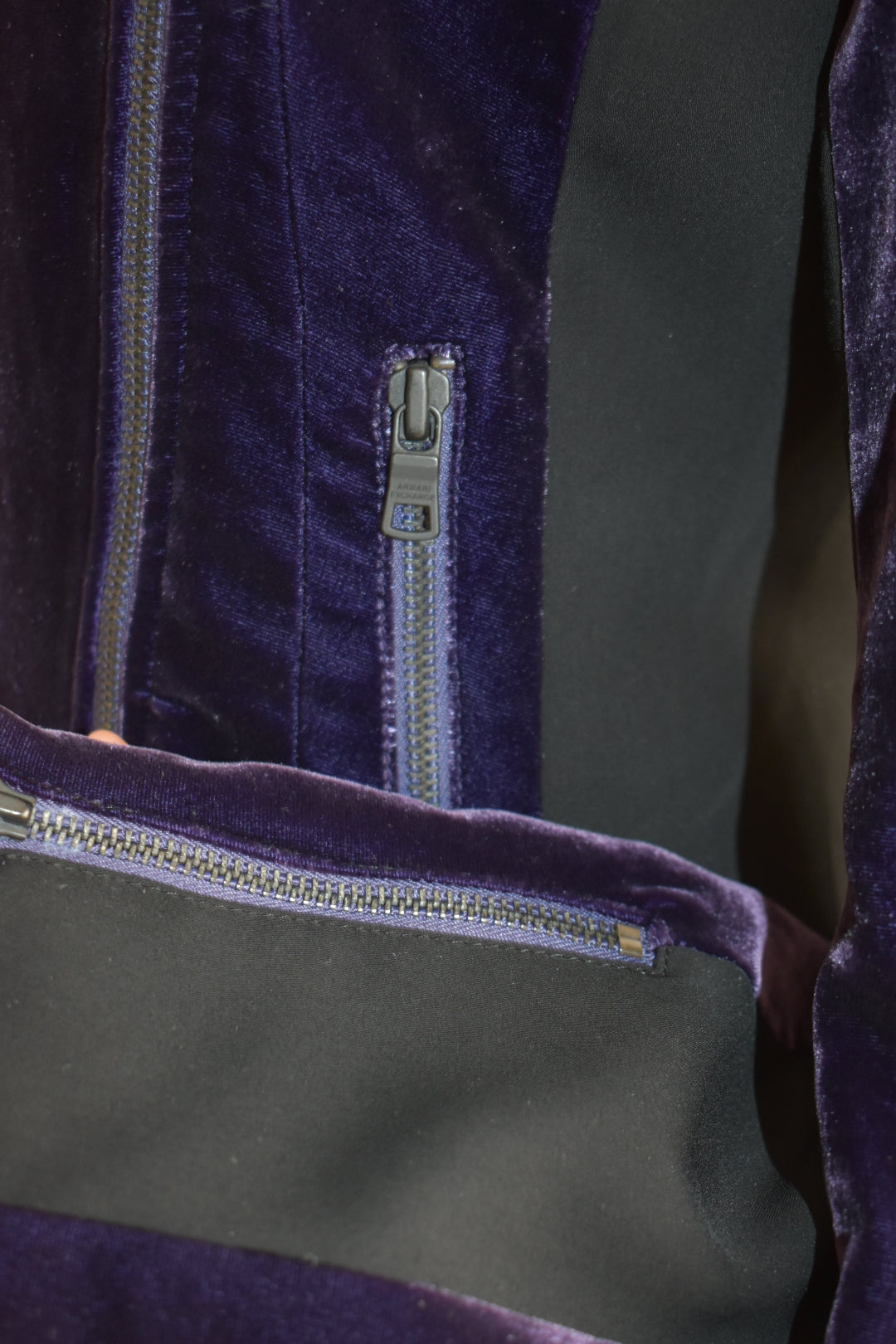 Vintage Armani Exchange Purple Silk Velvet Moto Jacket