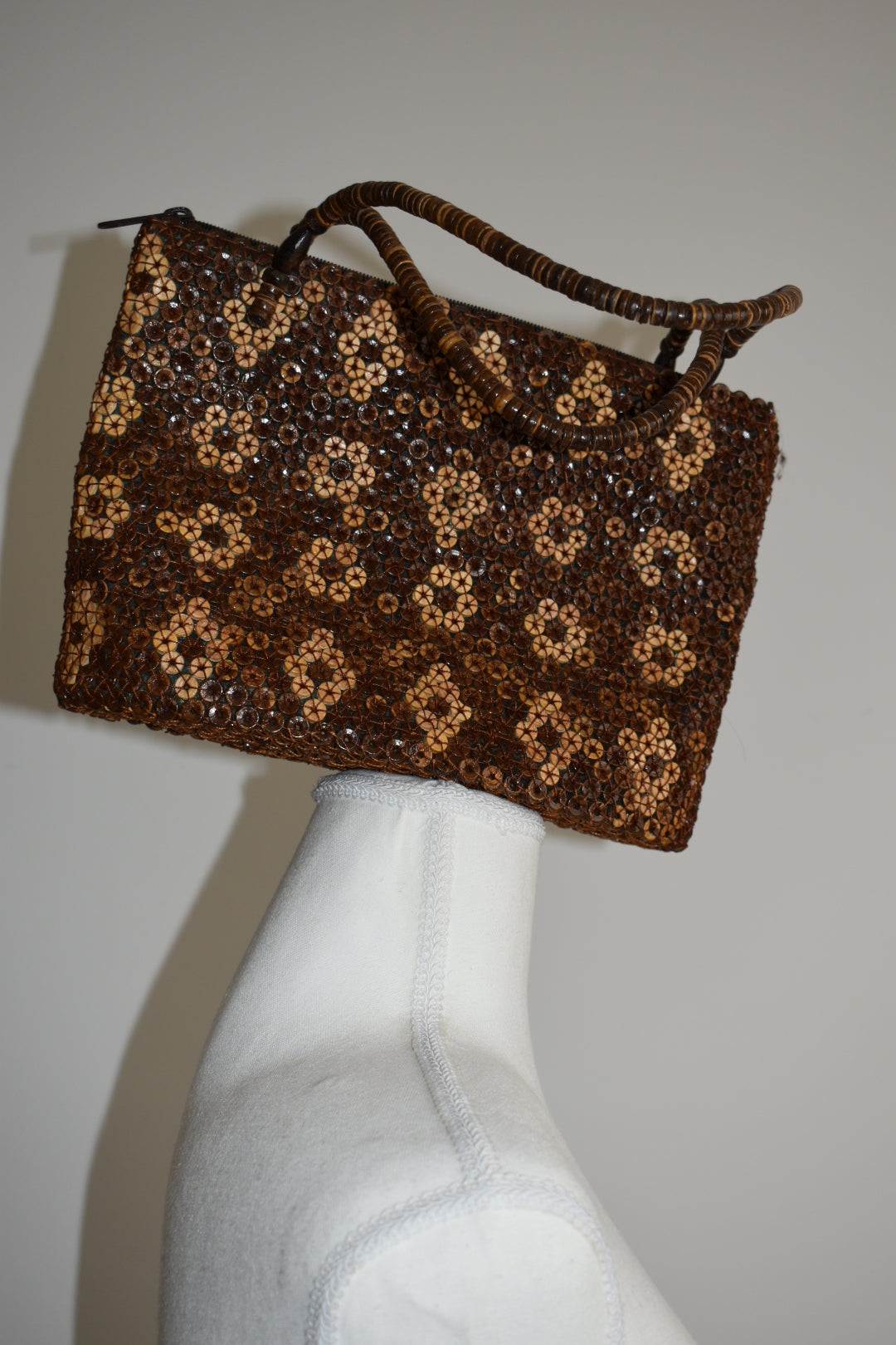 Vintage Y2K Coconut Shell Woven Shoulder Bag