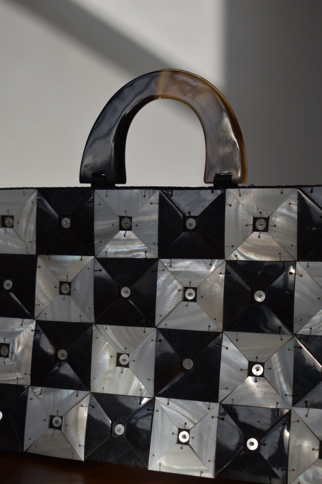 Shell Mosaic Handbag with Horn-Effect Handles