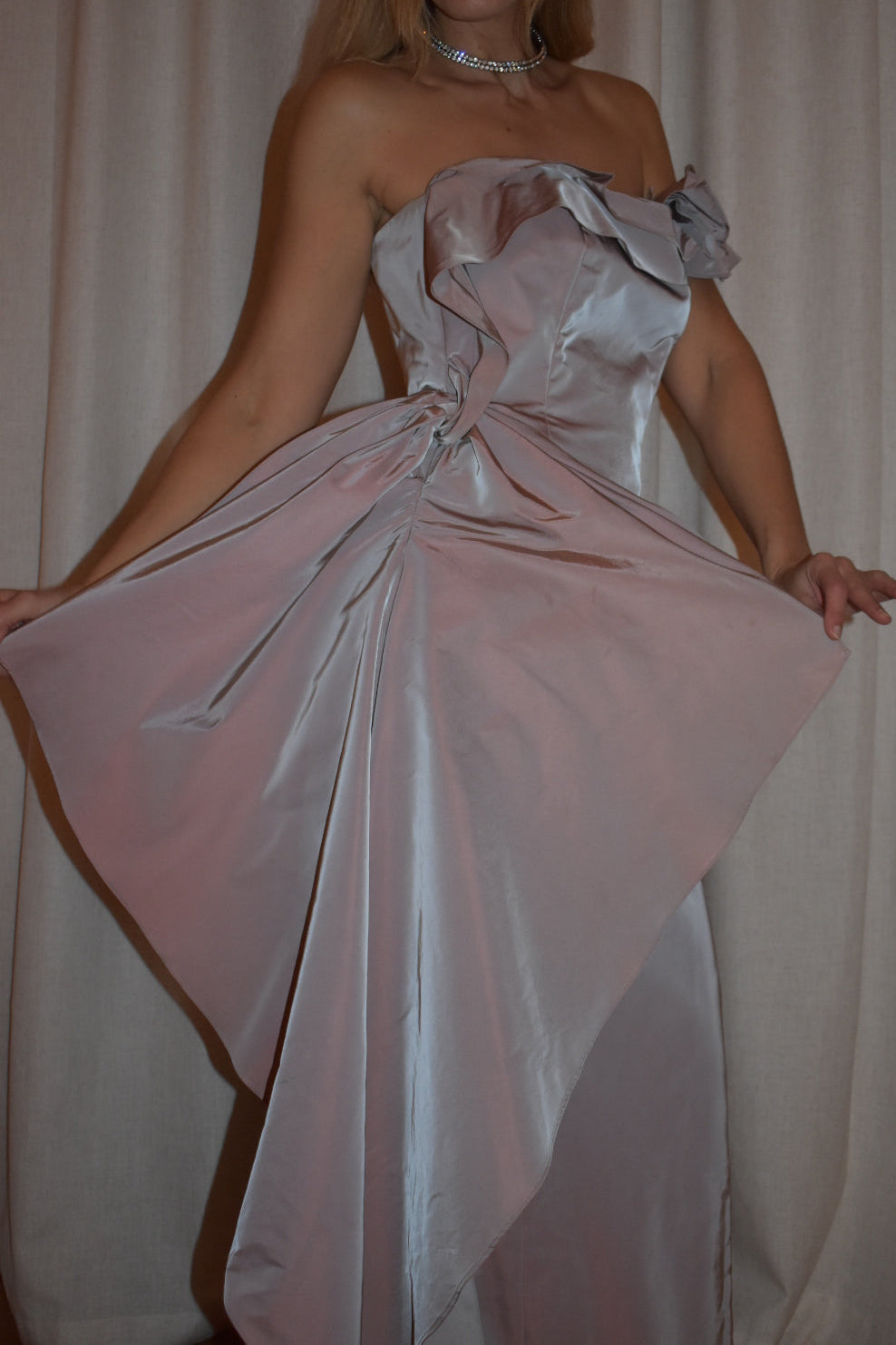 Vintage 2000s George Gross Iridescent Taffeta Gown