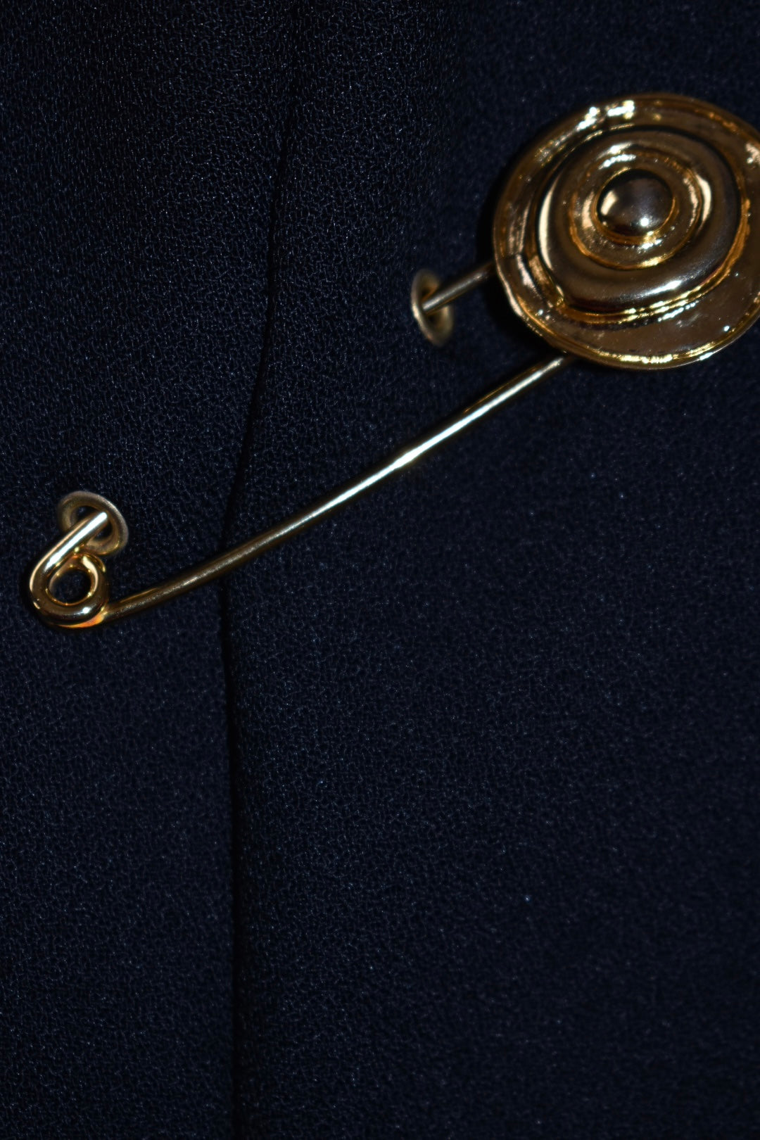 Vintage 1980s Gold Pin Black Dress