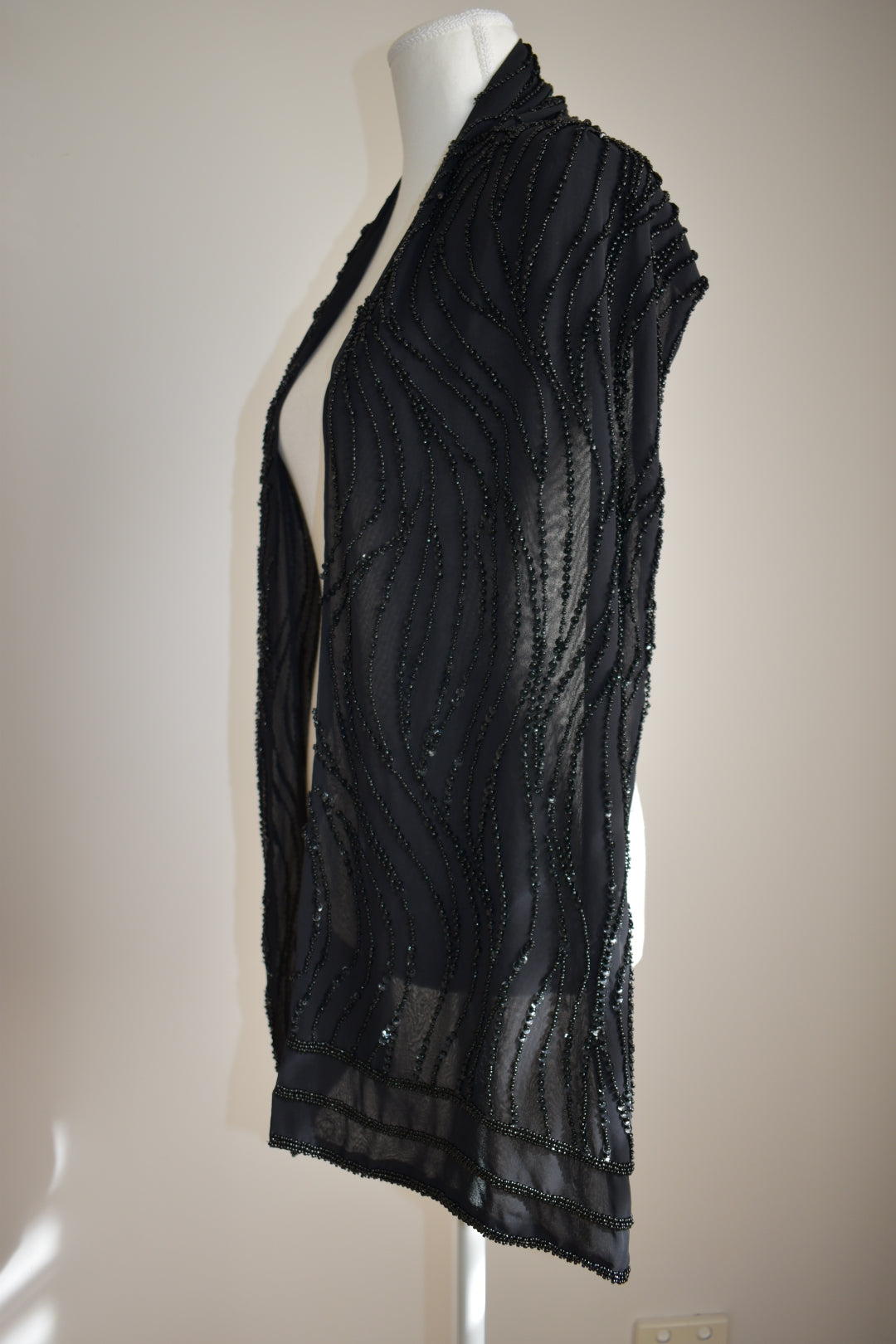 Vintage 1990s Adam Bennett Beaded Chiffon Scarf