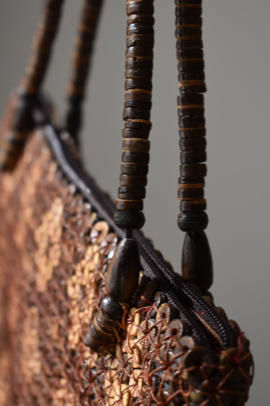 Vintage Y2K Coconut Shell Woven Shoulder Bag