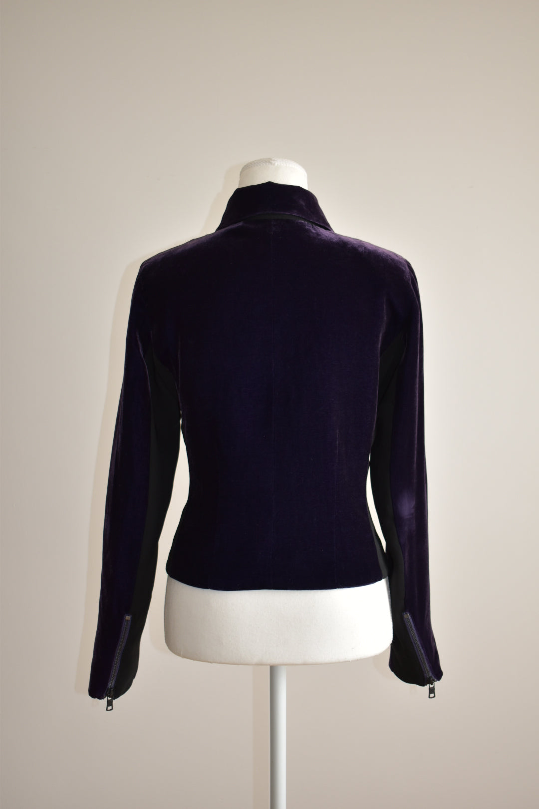 Vintage Armani Exchange Purple Silk Velvet Moto Jacket