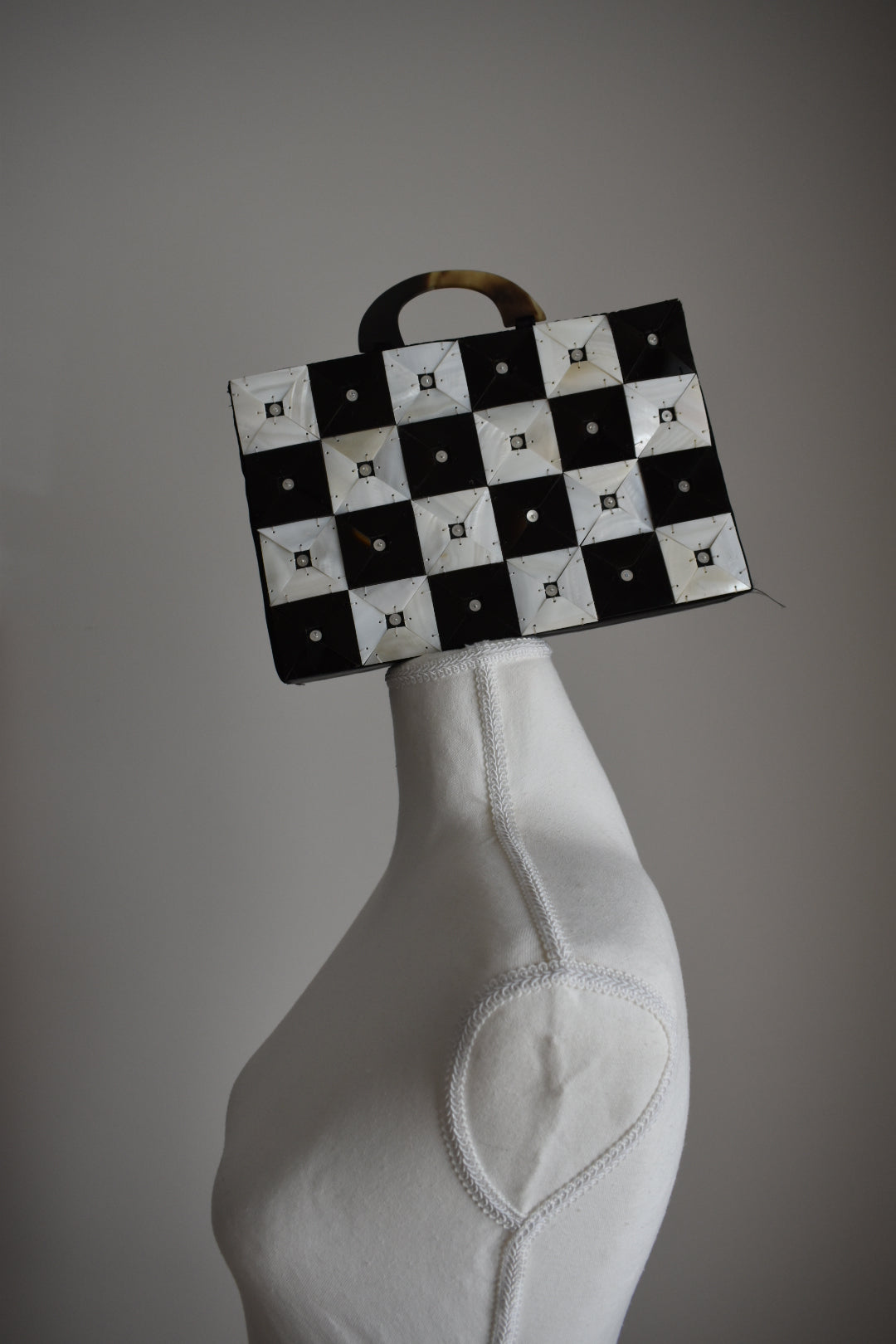 Shell Mosaic Handbag with Horn-Effect Handles