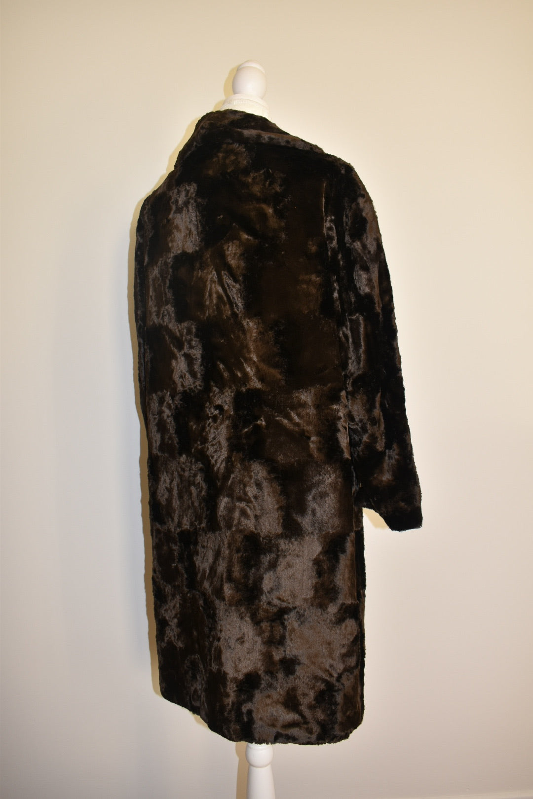 Vintage 1960s Chocolate Crushed Faux Fur Coat