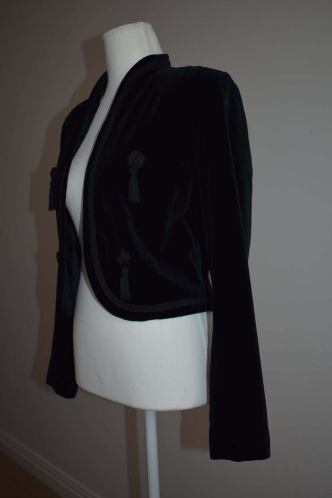Vintage Late 1970s Black Velvet Bolero Jacket