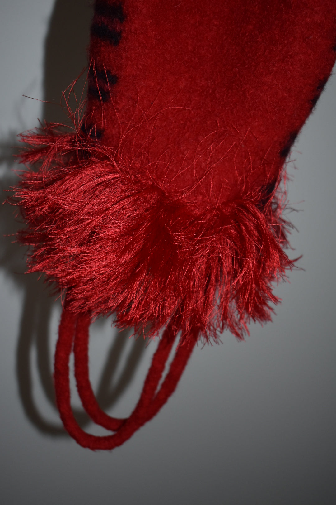 Vintage Y2K Red Felted Wool Fringe Bucket Bag