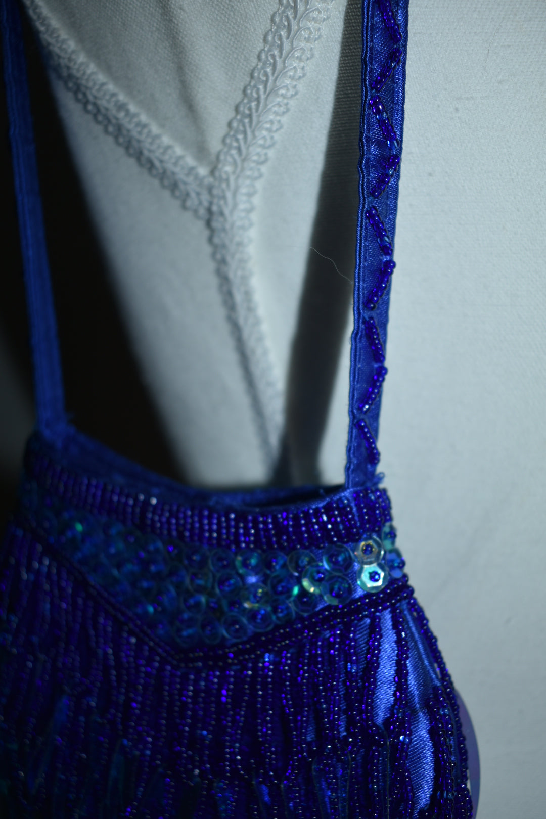 Vintage Y2K Electric Blue Beaded Fringe Mini Evening Bag