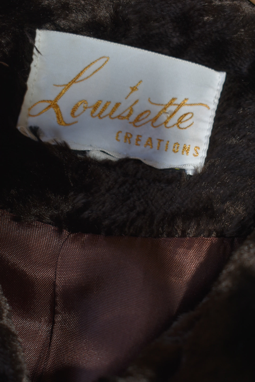 Vintage 1960s Chocolate Crushed Faux Fur Coat