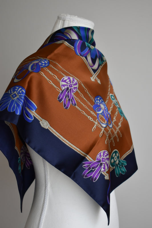 Vintage 1980s Italian Jewel Print Scarf