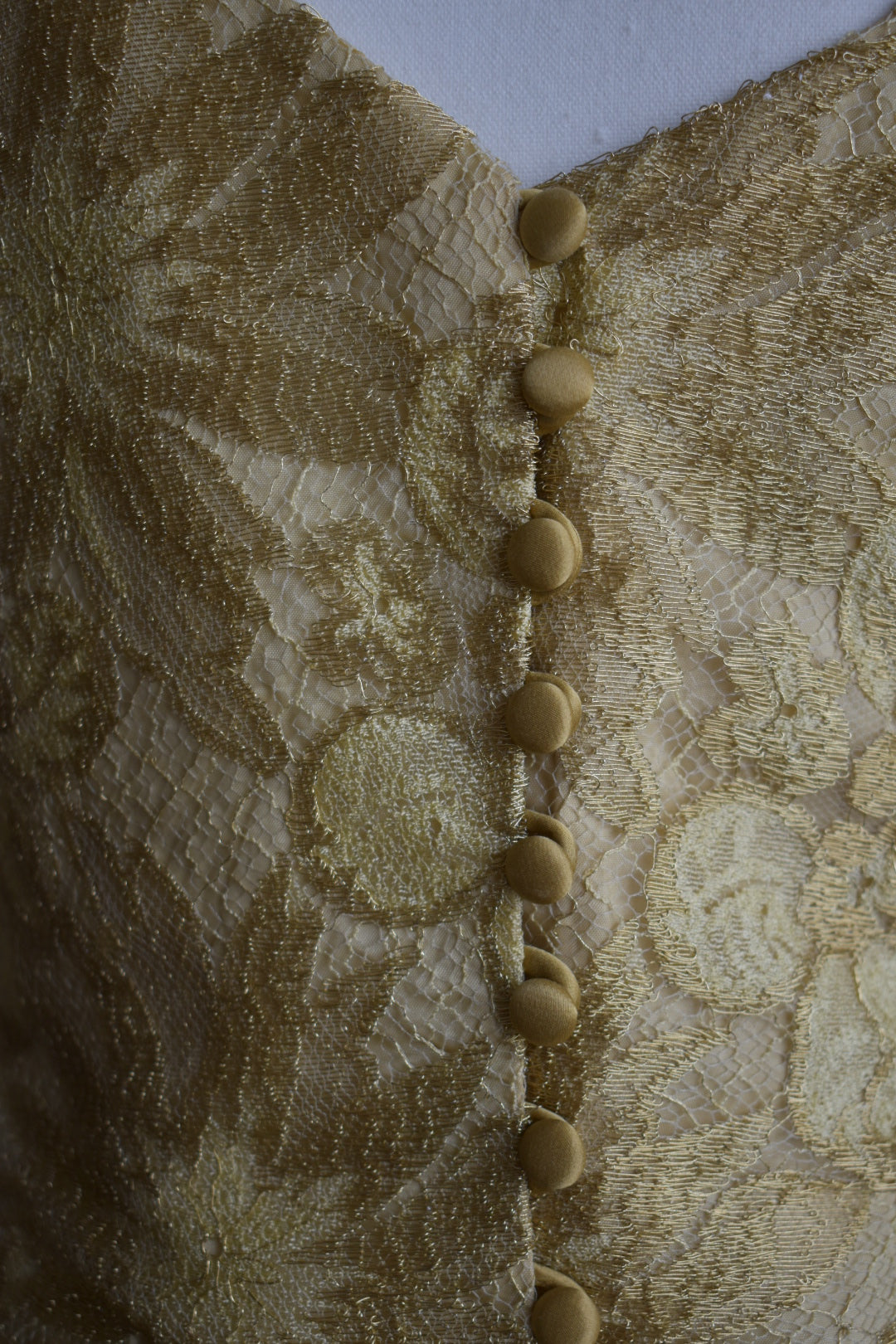Vintage 1990s Gold Lace Button-Back Top