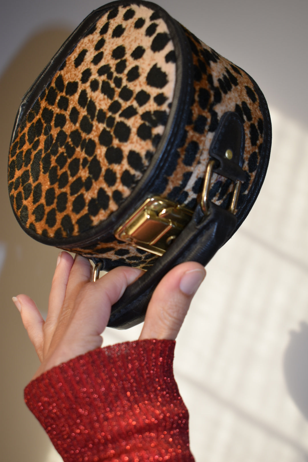 Vintage Leopard Mini Vanity Bag