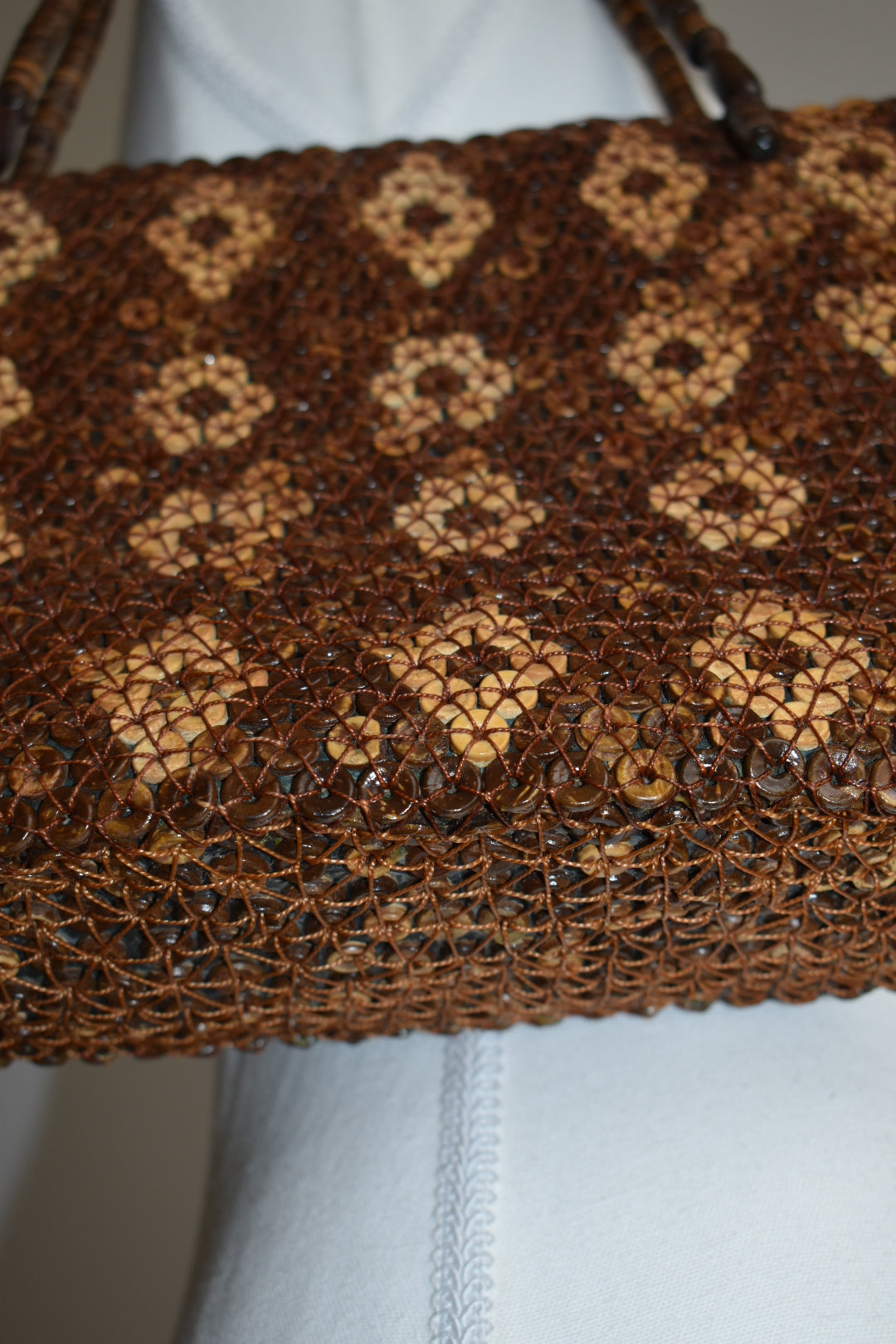 Vintage Y2K Coconut Shell Woven Shoulder Bag