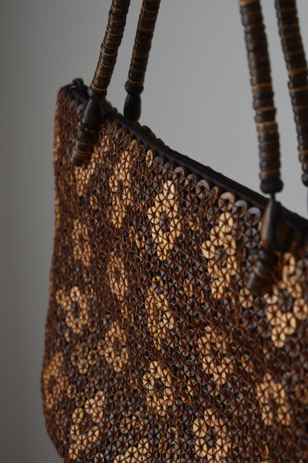 Vintage Y2K Coconut Shell Woven Shoulder Bag