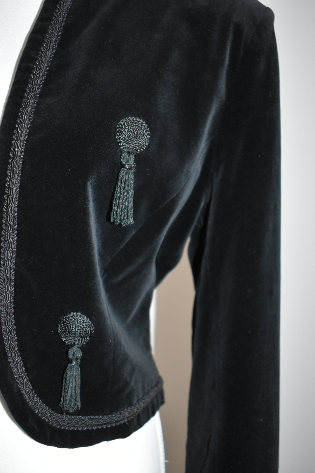 Vintage Late 1970s Black Velvet Bolero Jacket