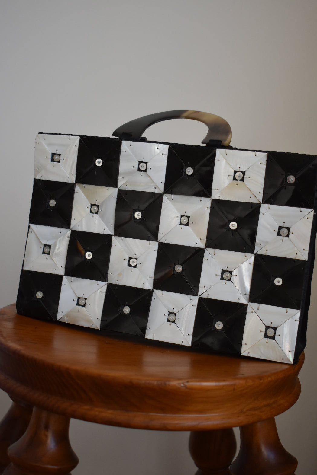 Shell Mosaic Handbag with Horn-Effect Handles
