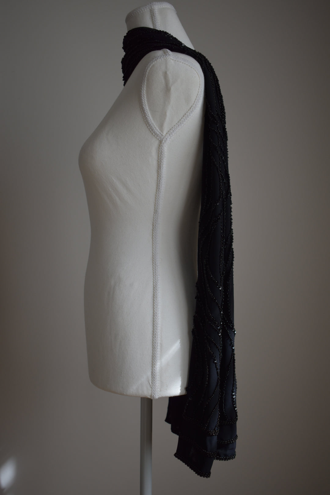 Vintage 1990s Adam Bennett Beaded Chiffon Scarf