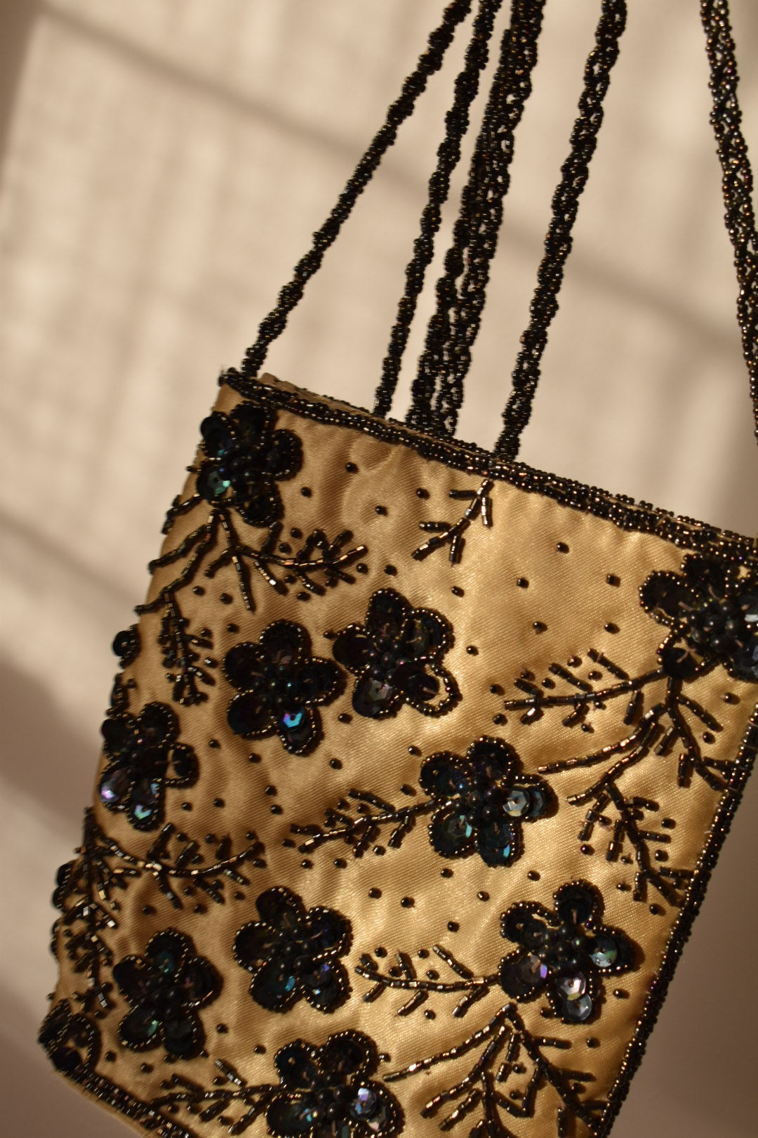 Vintage 1990s Beaded Floral Evening Bag