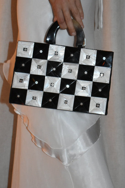 Shell Mosaic Handbag with Horn-Effect Handles