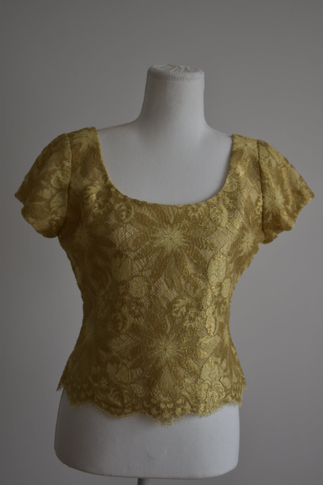 Vintage 1990s Gold Lace Button-Back Top