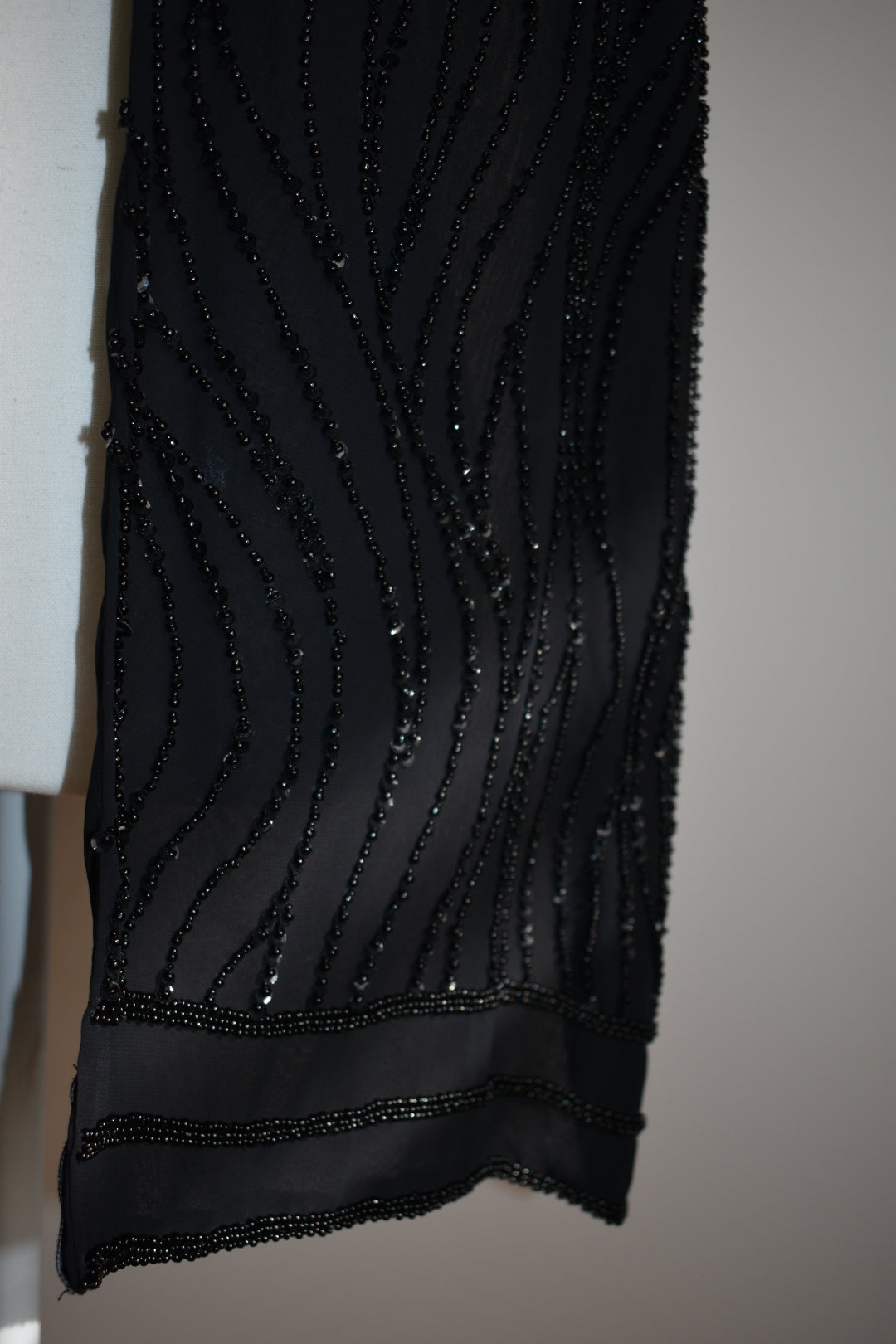 Vintage 1990s Adam Bennett Beaded Chiffon Scarf