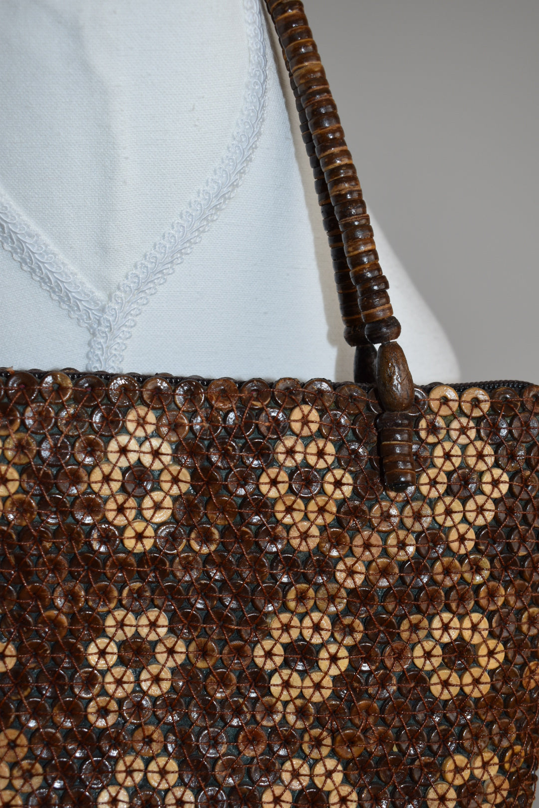 Vintage Y2K Coconut Shell Woven Shoulder Bag