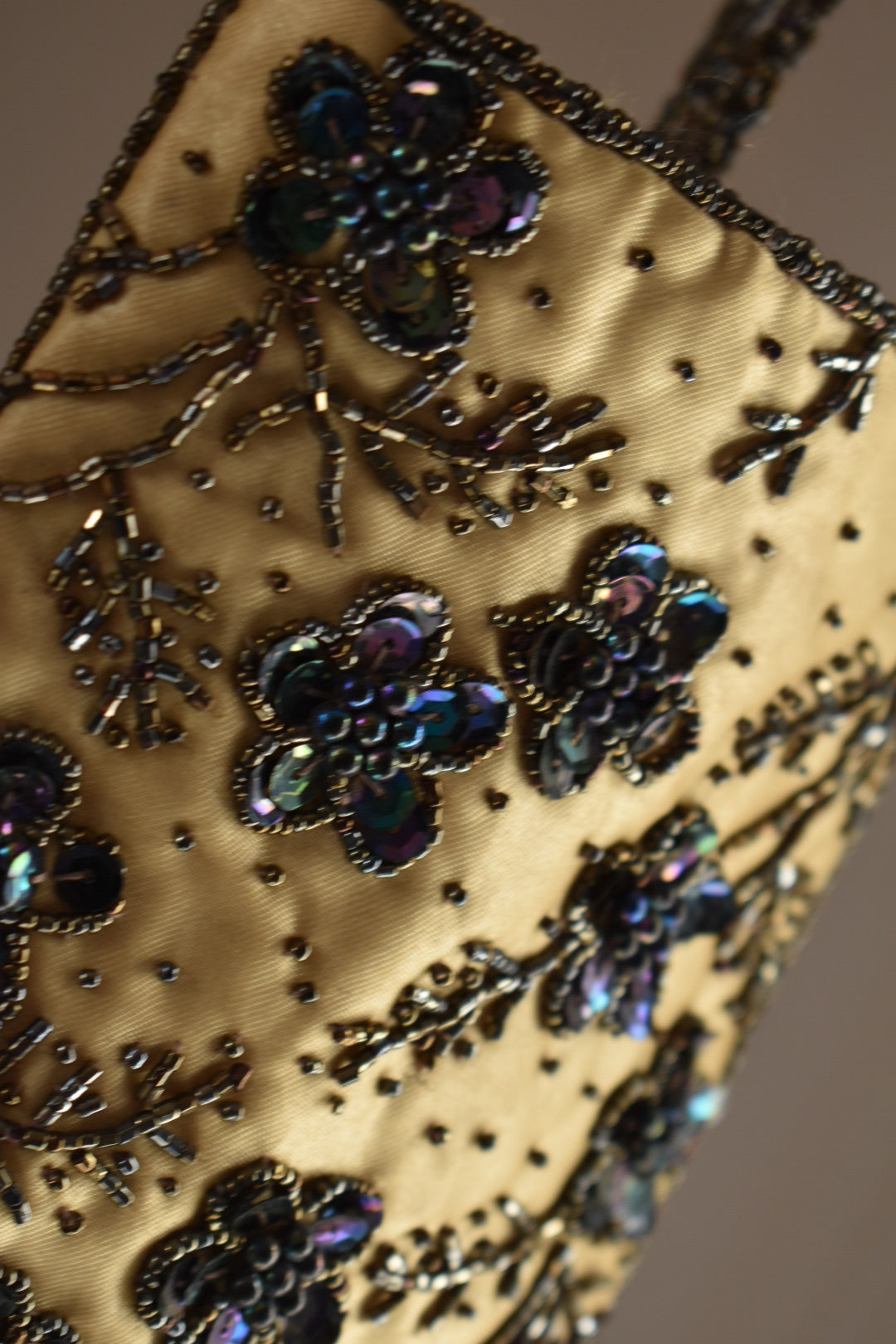Vintage 1990s Beaded Floral Evening Bag