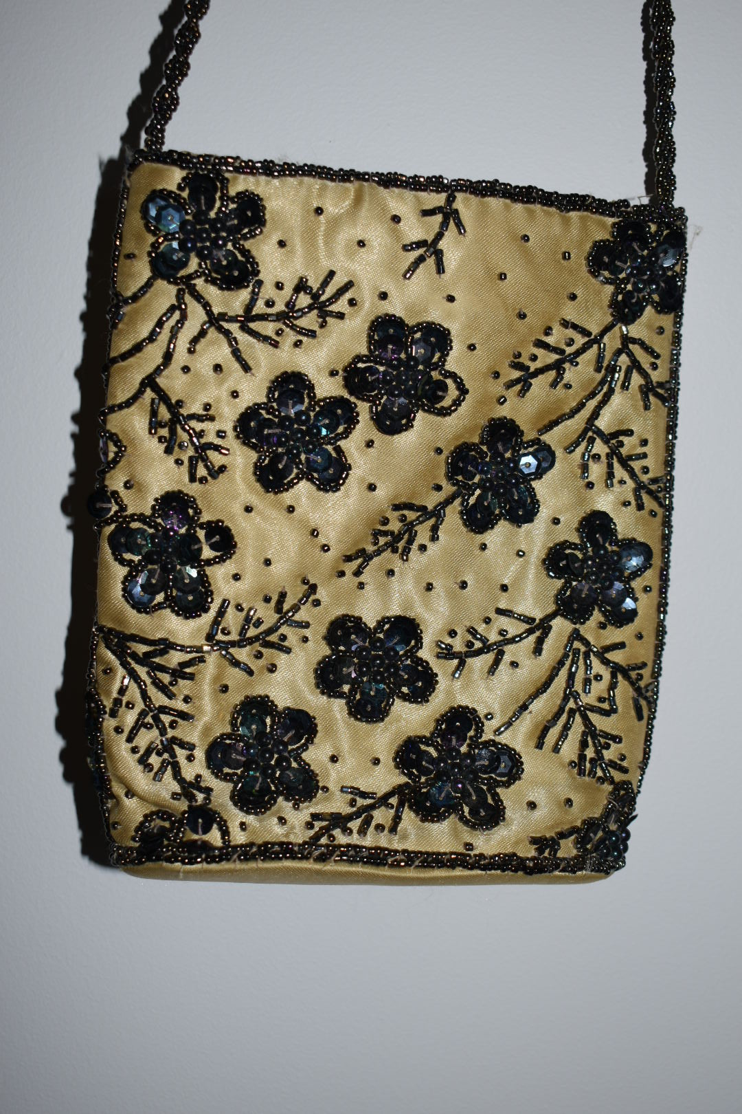 Vintage 1990s Beaded Floral Evening Bag